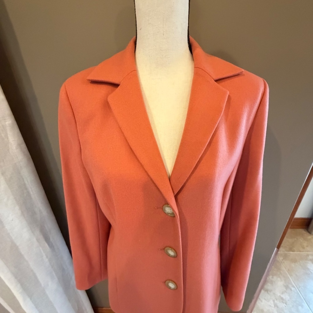Talbots Wool Cashmere Blend Orange Blazer Jacket, Spring & Summer, Size 10